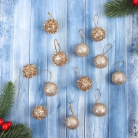 Набор шаров пластик d-3 см, 12 шт "Золотая посыпка" Набор шаров пластик d-3 см, 12 шт "Золотая посыпка"