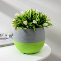 Горшок для цветов с поддоном «Япония», 1,2 л, цвет серо-фисташковый Горшок для цветов с поддоном «Япония», 1,2 л, цвет серо-фисташковый