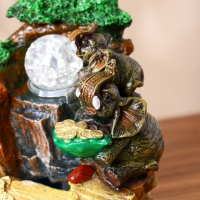 Фонтан "Слоны с монетками в чаше" 20х13 см (с подсветкой)