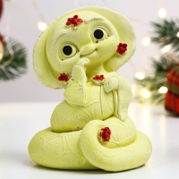 Новый год. Символ 2025. Фигура "Змея в панаме" лимонная, 8х6см