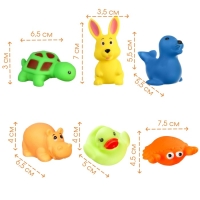 Набор резиновых игрушек для ванны &laquo;Морские животные&raquo;, 6 шт, с пищалкой, Крошка Я