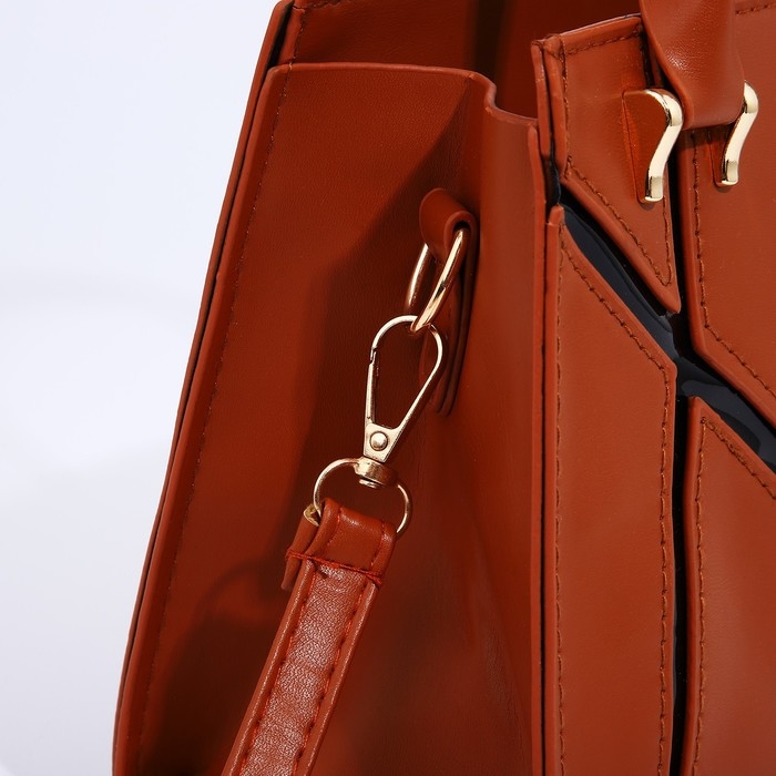 Сумка женская тоут на молнии, цвет рыжий