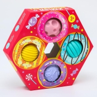 Набор развивающих тактильных мячиков &laquo;Пончик&raquo;, с пищалкой, 4 шт, Крошка Я