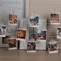 Гирлянда &laquo;Нить&raquo; 4.5 м с насадками &laquo;Прищепки-звёзды&raquo;, IP20, прозрачная нить, 20 LED, свечение тёплое белое, 220 В