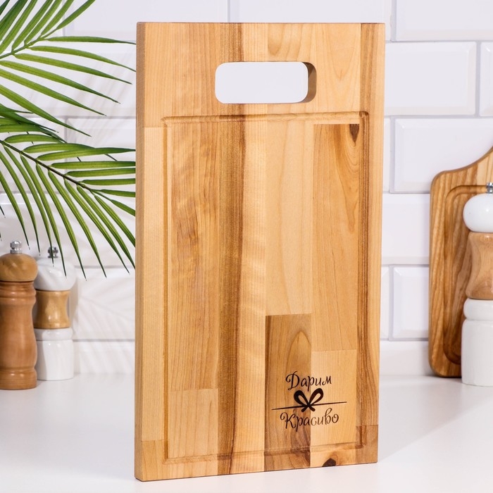 Доска разделочная Доска разделочная "Прямая ручка" большая (кровосток) 38х22х1,8 см