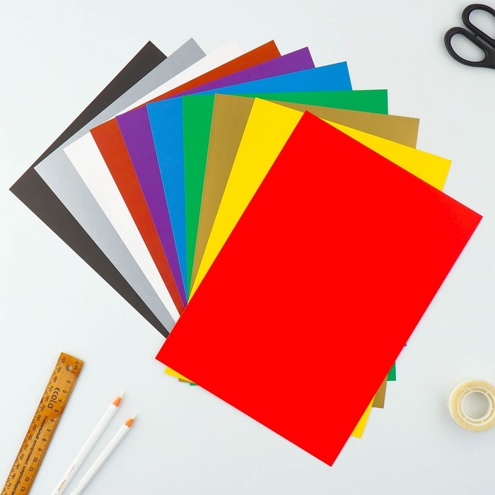 Картон цветной А4 мелованный односторонний 10 листов 10 цветов &laquo;1 сентября:Совушка&raquo; золото и серебро 220 г