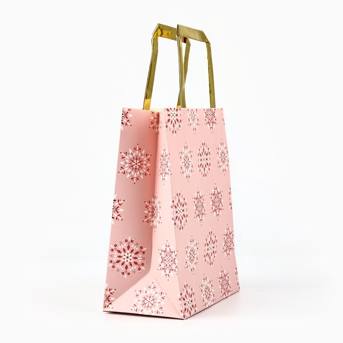 Пакет подарочный новогодний ламинированный &laquo;Танец снежинок&raquo;, MS 23 x 18 х 10 см