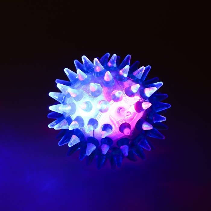 Мяч светящийся мини для кошек, TPR, 3,5 см, голубой Мяч светящийся мини для кошек, TPR, 3,5 см, голубой