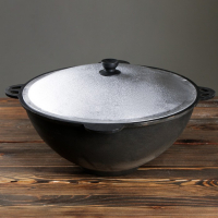 Казан чугунный, 12 л, плоское дно, алюминиевая крышка Казан чугунный, 12 л, плоское дно, алюминиевая крышка