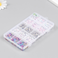 Бусины в шкатулке "Диски с рисунками" 15 делений 10х17,5х2 см