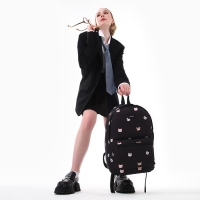 Рюкзак школьный текстильный &laquo;Коты&raquo;, 42х14х28 см, цвет чёрный