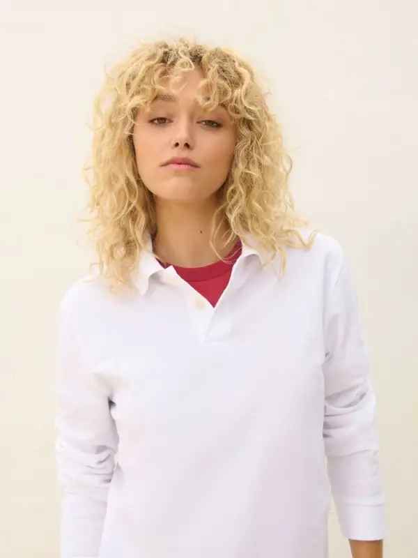 Рубашка поло унисекс с длинным рукавом Pacific LSL, белая, размер XS