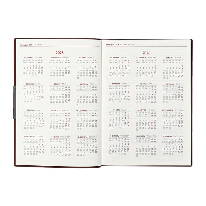 Еженедельник датир 2025г мягк обл иск кож А6+ 80л ESCALADA, тис ф, кр бл 70 г/м&sup2;, кор-ый