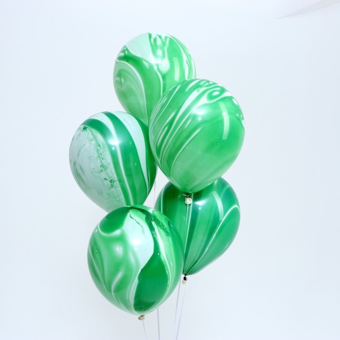 Шар латексный 12" &laquo;Агат зелёный&raquo;, набор 5 шт.