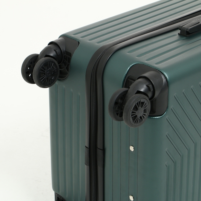 Чемодан средний 78 л (M), отдел на молнии, 4 колеса, цвет зелёный