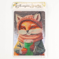 Алмазная мозаика на новый год с частичным заполнением на холсте &laquo;Лисичка&raquo;, 15 х 21 см, новогодний набор для творчества