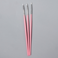 Набор силиконовых кистей для дизайна ногтей, 3 шт, 18 см, цвет розовый