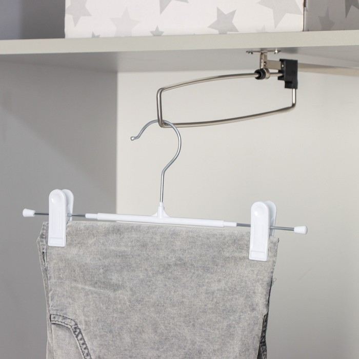Вешалки для брюк и юбок с зажимами, набор 10 шт, 30×12,5 см, цвет белый Вешалки для брюк и юбок с зажимами, набор 10 шт, 30×12,5 см, цвет белый
