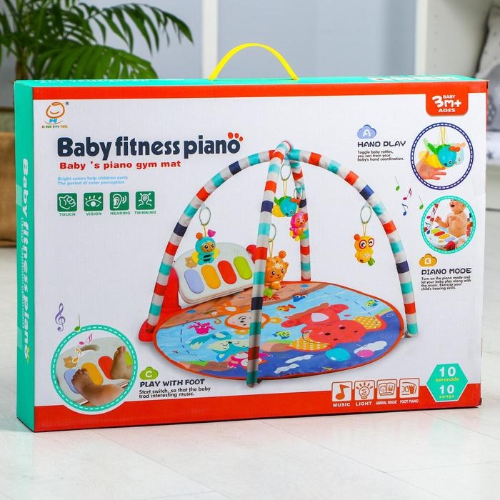 Развивающий коврик &laquo;Зимние игры&raquo;, с пианино, круглый, голубой