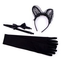 Карнавальный набор &laquo;Мяу&raquo; (ободок + ушки + перчатки + бабочка)