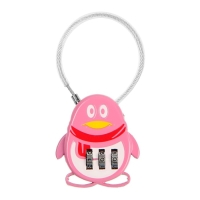 Замок навесной кодовый, "Пингвин", розовый