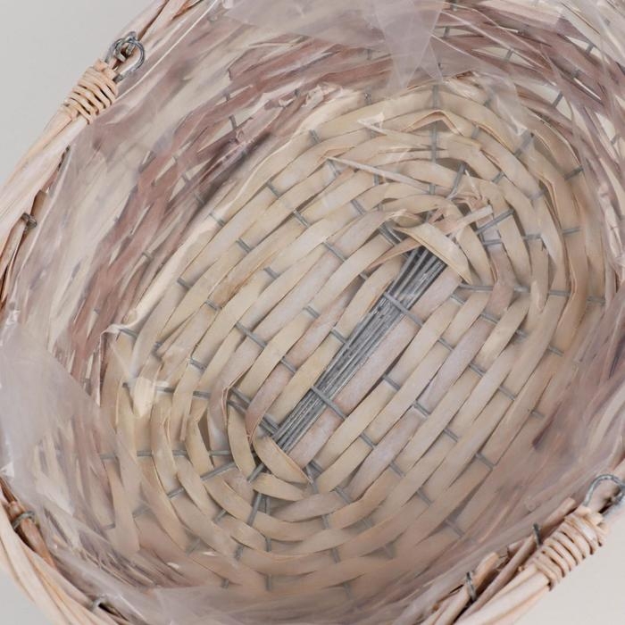 Кашпо &laquo;Цветы&raquo;, с ручкой, бежевое, 24х15х9/15 см