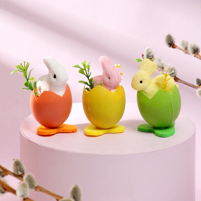 Набор для декора пасхальный &laquo;Зайчики&raquo; 3 шт., 4 &times; 11,5 &times; 6,5 см