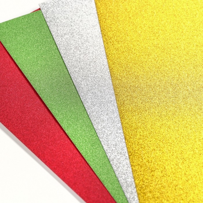 Картон цветной с блёстками, А4, 12 листов, 12 цветов, немелованный, двусторонний, в папке, 250 г/м&sup2;, Маша и Медведь