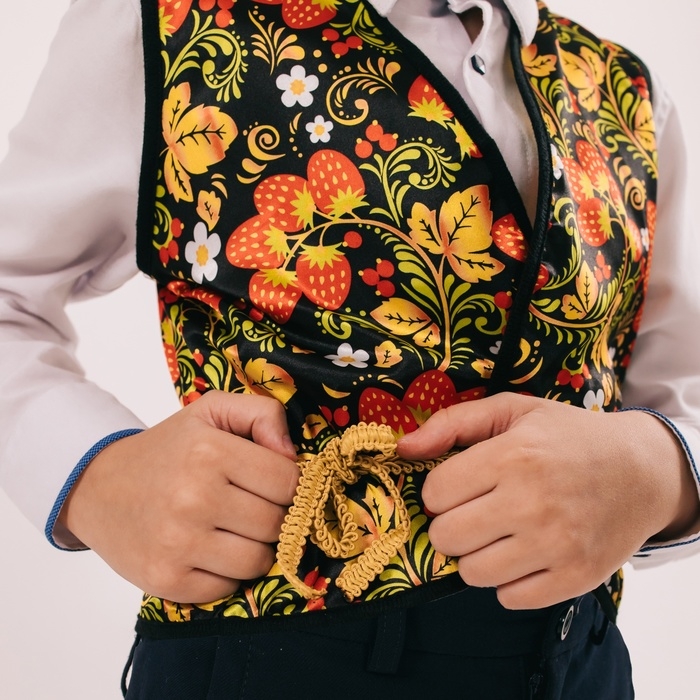 Карнавальная жилетка &laquo;Иванушка&raquo; с поясом 100 см, р. 98-110 см, цвет черный