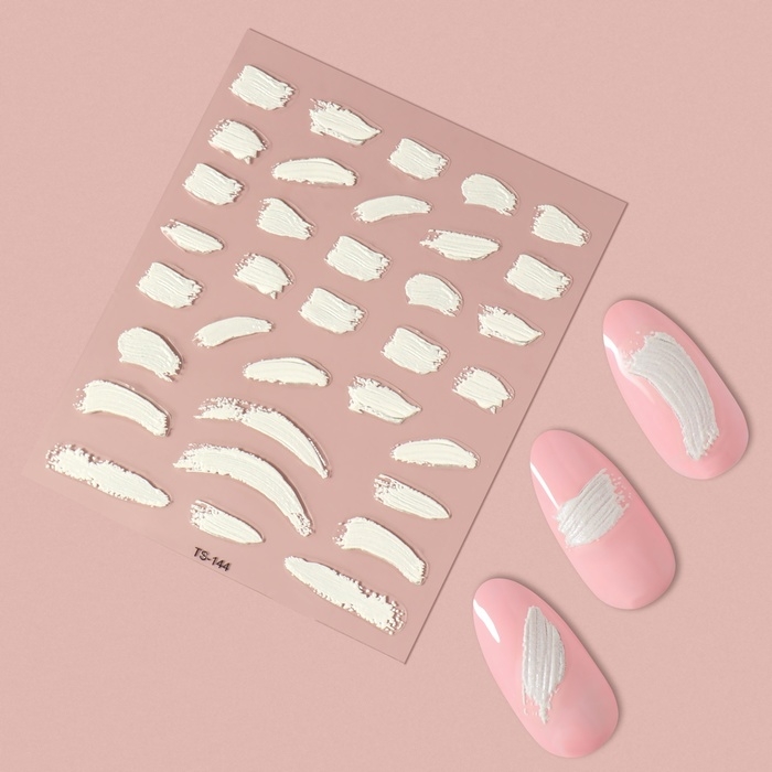 Наклейки для ногтей «Мазки», объёмные, цвет белый Наклейки для ногтей «Мазки», объёмные, цвет белый