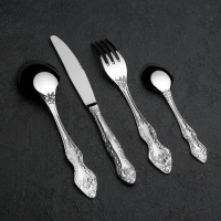 Набор столовых приборов «Тройка», 24 предмета, художественная роспись, декоративная коробка Набор столовых приборов «Тройка», 24 предмета, художественная роспись, декоративная коробка