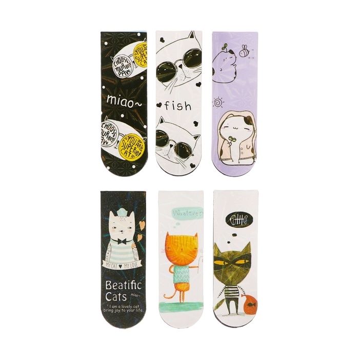 Набор закладок магнитных для книг 6 штук Зверушки 60*19мм МИКС CALLIGRATA Набор закладок магнитных для книг 6 штук Зверушки 60*19мм МИКС CALLIGRATA