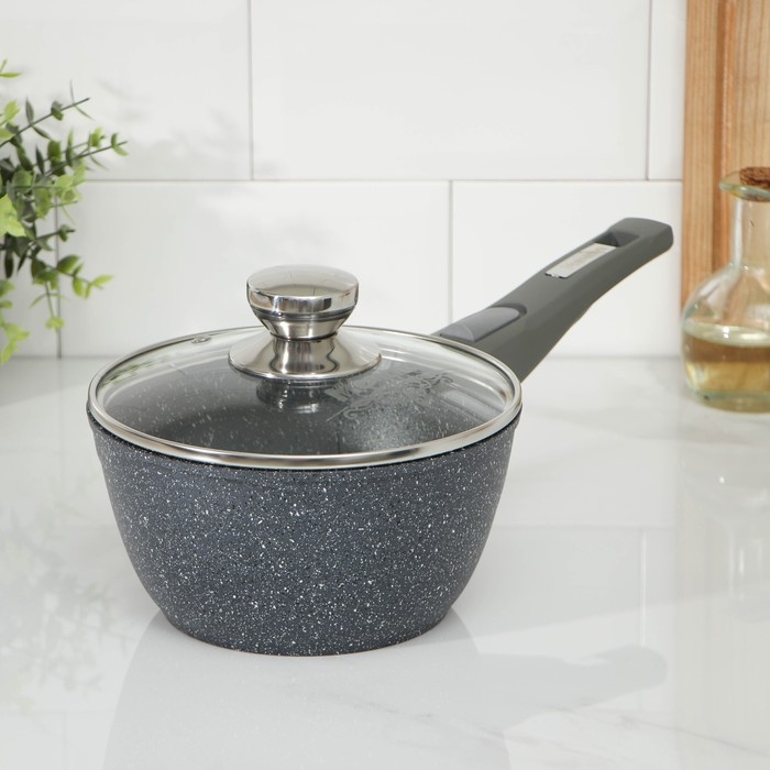 Набор посуды №1 &laquo;Гранит&raquo;, 3 предмета: сковорода d=26 см, ковш 1,7 л, кастрюля 5 л, крышки, антипригарное покрытие