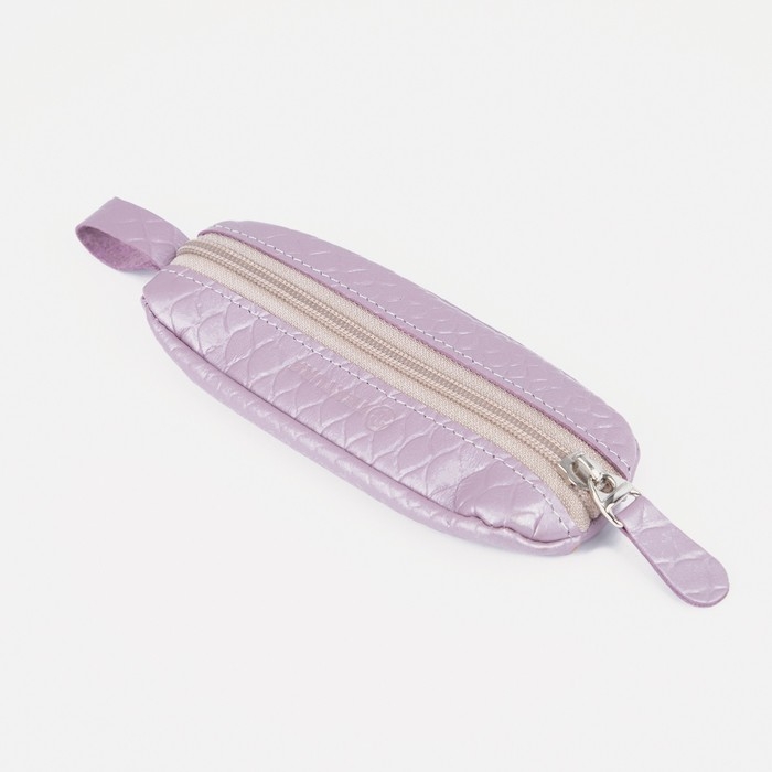 Ключница на молнии TEXTURA, длина 14,5 см, кольцо, цвет светло-сиреневый