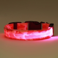 Ошейник с подсветкой Милитари 3 режима свечения размер М, ОШ 32-50 х 2,5 см розовый Ошейник с подсветкой Милитари 3 режима свечения размер М, ОШ 32-50 х 2,5 см розовый