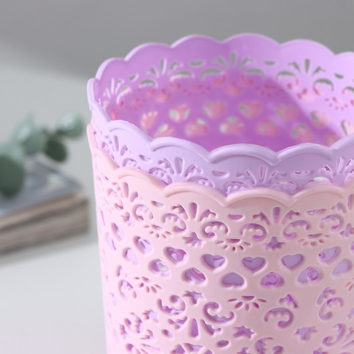 Корзина для хранения &laquo;Кружевной узор&raquo;, пластик, 9,8&times;9,8&times;10 см, цвет МИКС