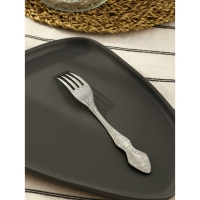 Вилка столовая &laquo;Тройка&raquo;, h=19,5, толщина 2 мм, художественная роспись, цвет серебряный