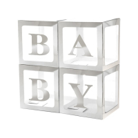 Набор коробок для воздушных шаров BABY, серебро, 30х30х30 см, 4 шт. Набор коробок для воздушных шаров BABY, серебро, 30х30х30 см, 4 шт.