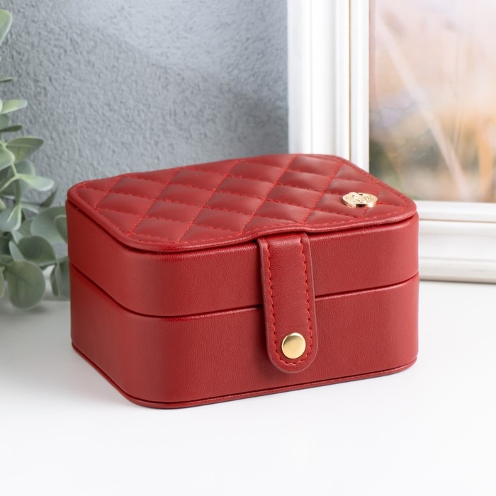 Шкатулка кожзам для украшений Шкатулка кожзам для украшений "Стёганая матовая" бордовая 12х10х6,3 см