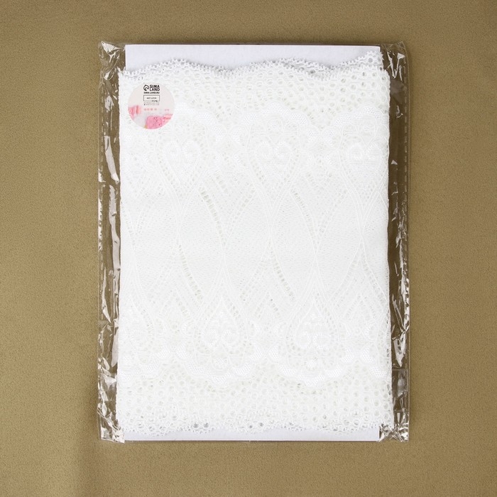 Кружевная эластичная ткань, 190 мм &times; 2,7 &plusmn; 0,5 м, цвет белый