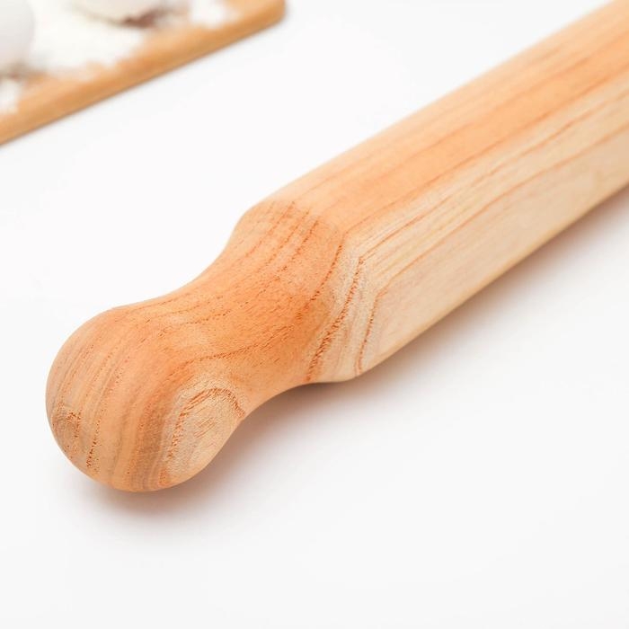 Скалка деревянная Доляна, 40&times;6 см, фигурные ручки