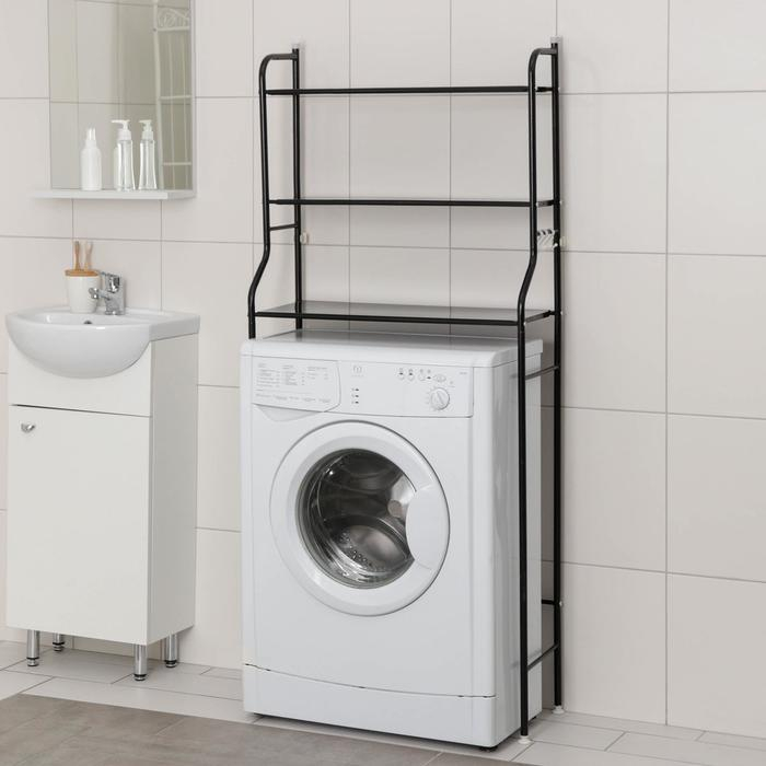 Стеллаж над стиральной машинкой, 65&times;25&times;152 см, цвет чёрный