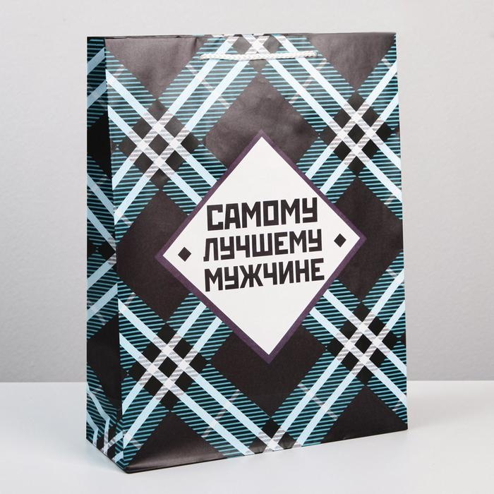 Пакет подарочный ламинированный, упаковка, &laquo;Самому лучшему мужчине&raquo;, L 28 х 38 х 9 см