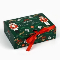 Коробка подарочная новогодняя складная двухсторонняя &laquo;Щелкунчик&raquo;, 16.5 х 12.5 х 5 см, БЕЗ ЛЕНТЫ, Новый год