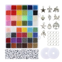 Набор для создания украшений, 48 цветов, леска, фурнитура, шармы Набор для создания украшений, 48 цветов, леска, фурнитура, шармы