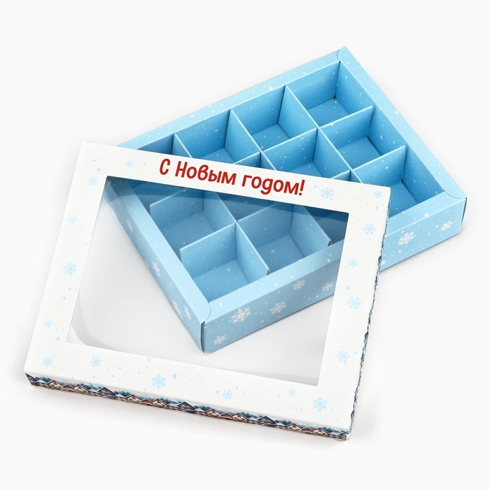 Коробка складная под 12 конфет &laquo;Снежный городок&raquo;, 14.4 х 18.4 х 3.8 см, Новый год