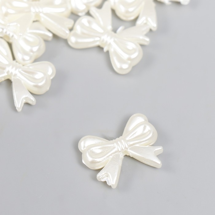 Декор для творчества пластик Декор для творчества пластик "Бант" жемчужный набор 25 шт 1,4х1,8 см