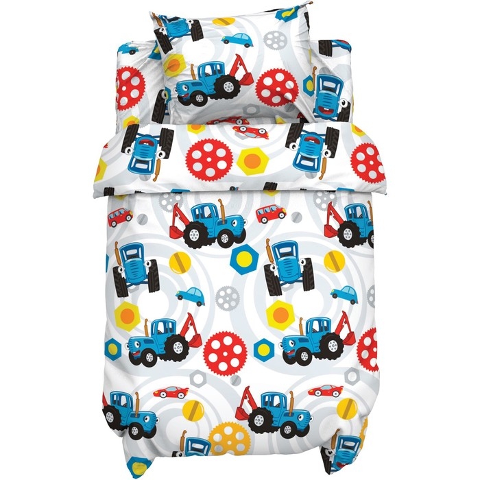 Постельное бельё Синий трактор &laquo;Механика&raquo; 112х147 см, 60х120+20 см, 40х60 см, 100% хлопок, бязь 125 г/м2