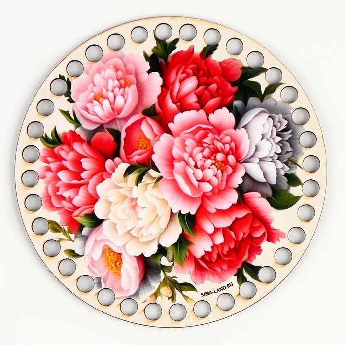 Донышки для вязания 2 в 1 &laquo;Пионы&raquo;, круг 15 см, хдф 3 мм