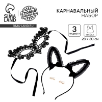 Карнавальный набор «Кокетка» (ободок+маска+серьги) Карнавальный набор «Кокетка» (ободок+маска+серьги)